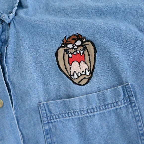 Vintage Legacy Button Down Denim "Tazmanian Devil" Shirt - Picture 12 of 13